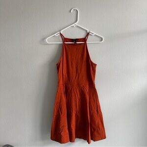 Brick Orange Halter Top Dress